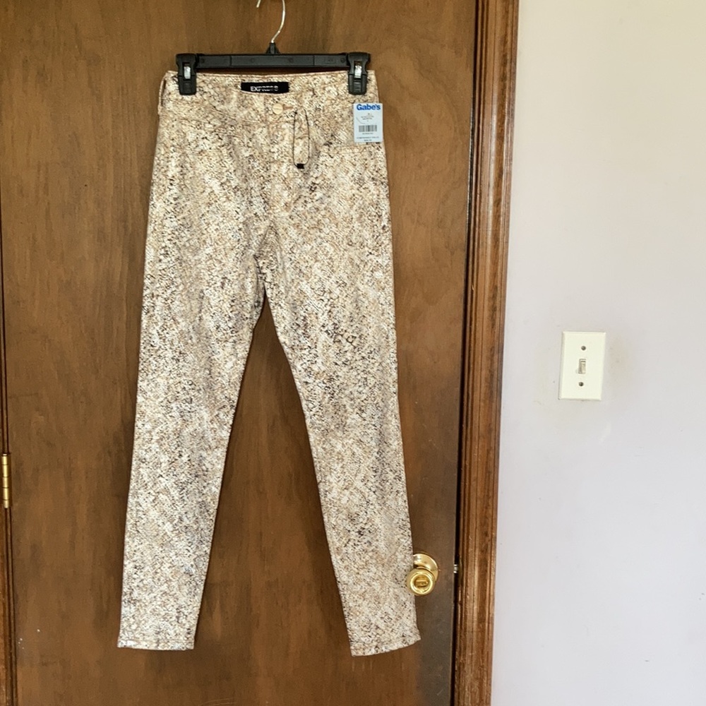 Express snakeskin print animal print metallic accent skinny midrise stretch 00 - Picture 11 of 17